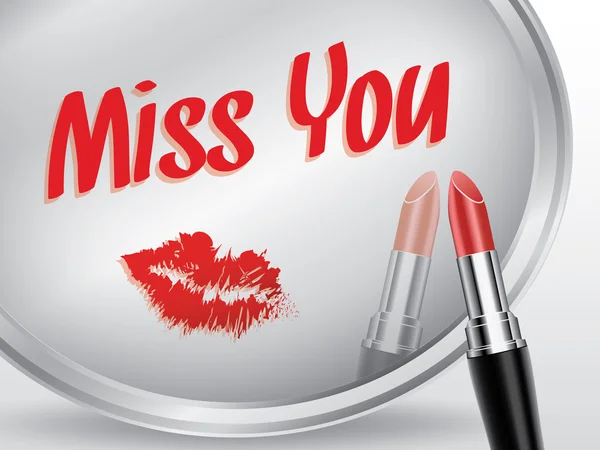Manquez-vous écrit sur miroir par rouge à lèvres, vecteur — Image vectorielle
