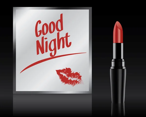 Gute Nacht geschrieben auf Spiegel mit Lippenstift, Vektor — Stockvektor
