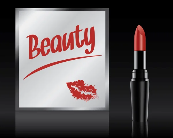 Beauté écrite sur miroir par rouge à lèvres, vecteur — Image vectorielle