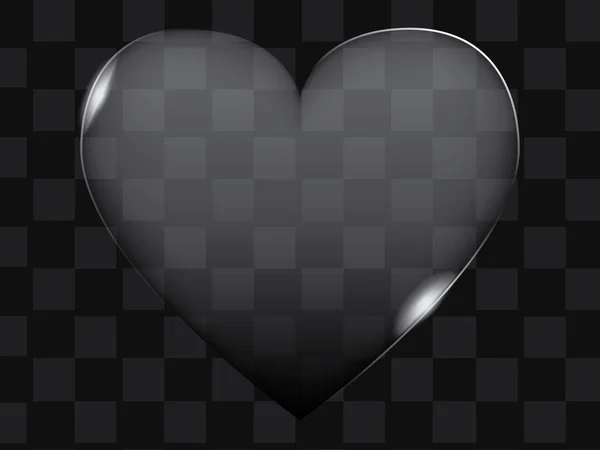 Vecteur coeur ou bouton en verre transparent — Image vectorielle