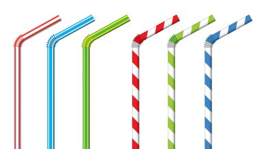 Colorful drinking straws, vector set clipart