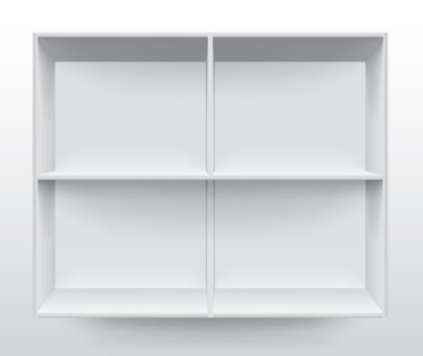 Boş beyaz raf üzerinde duvar vektör
