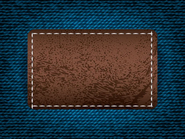 Jeans en denim avec étiquette en cuir, vecteur — Image vectorielle