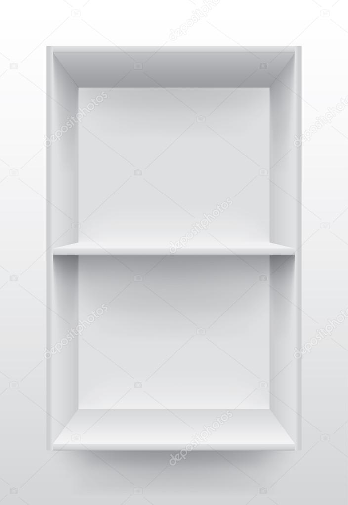 Empty white shelf on wall vector
