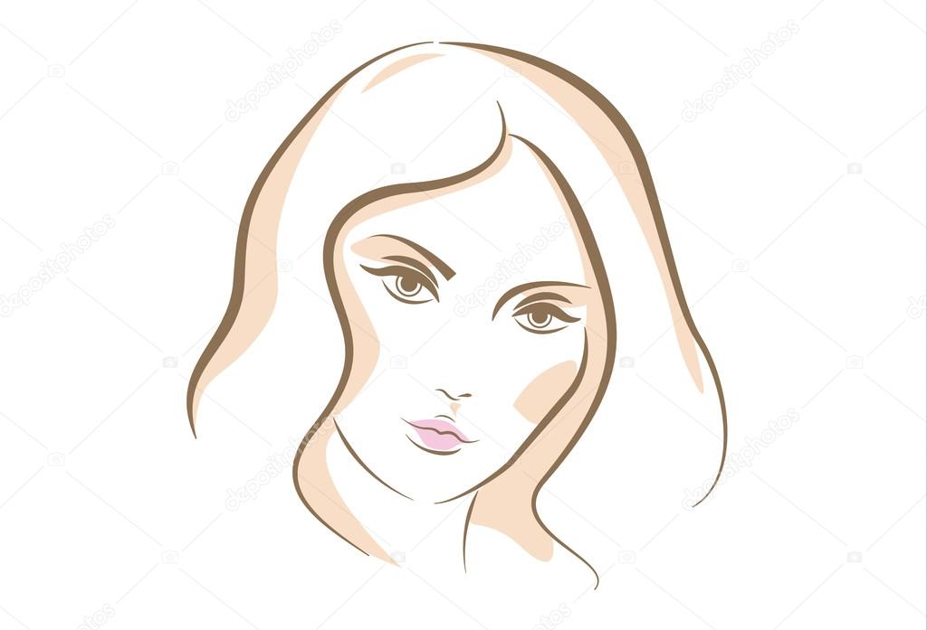 Sketch portrait of woman face, vector