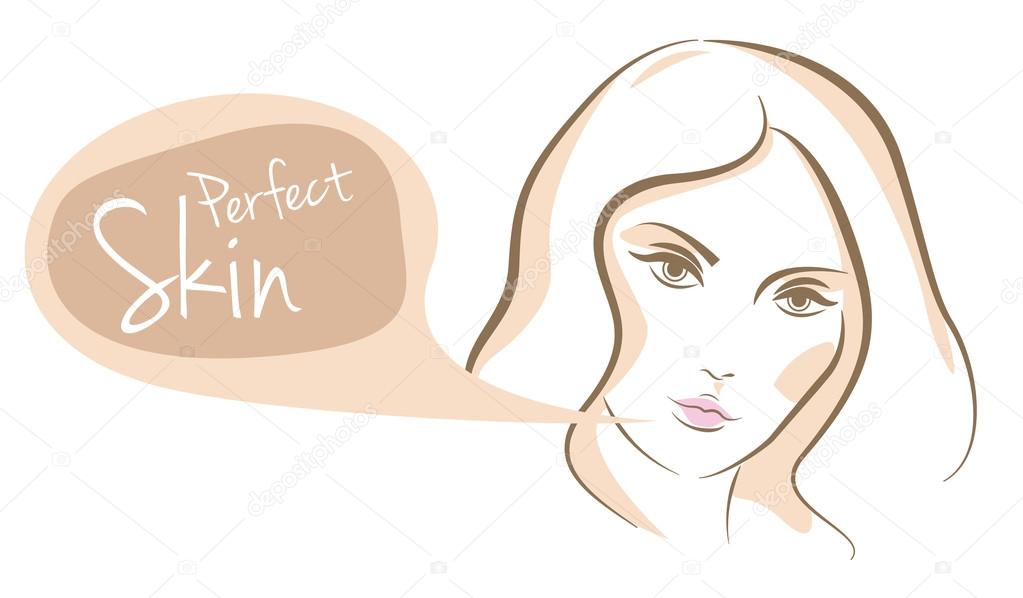 Perfect skin woman face, vector