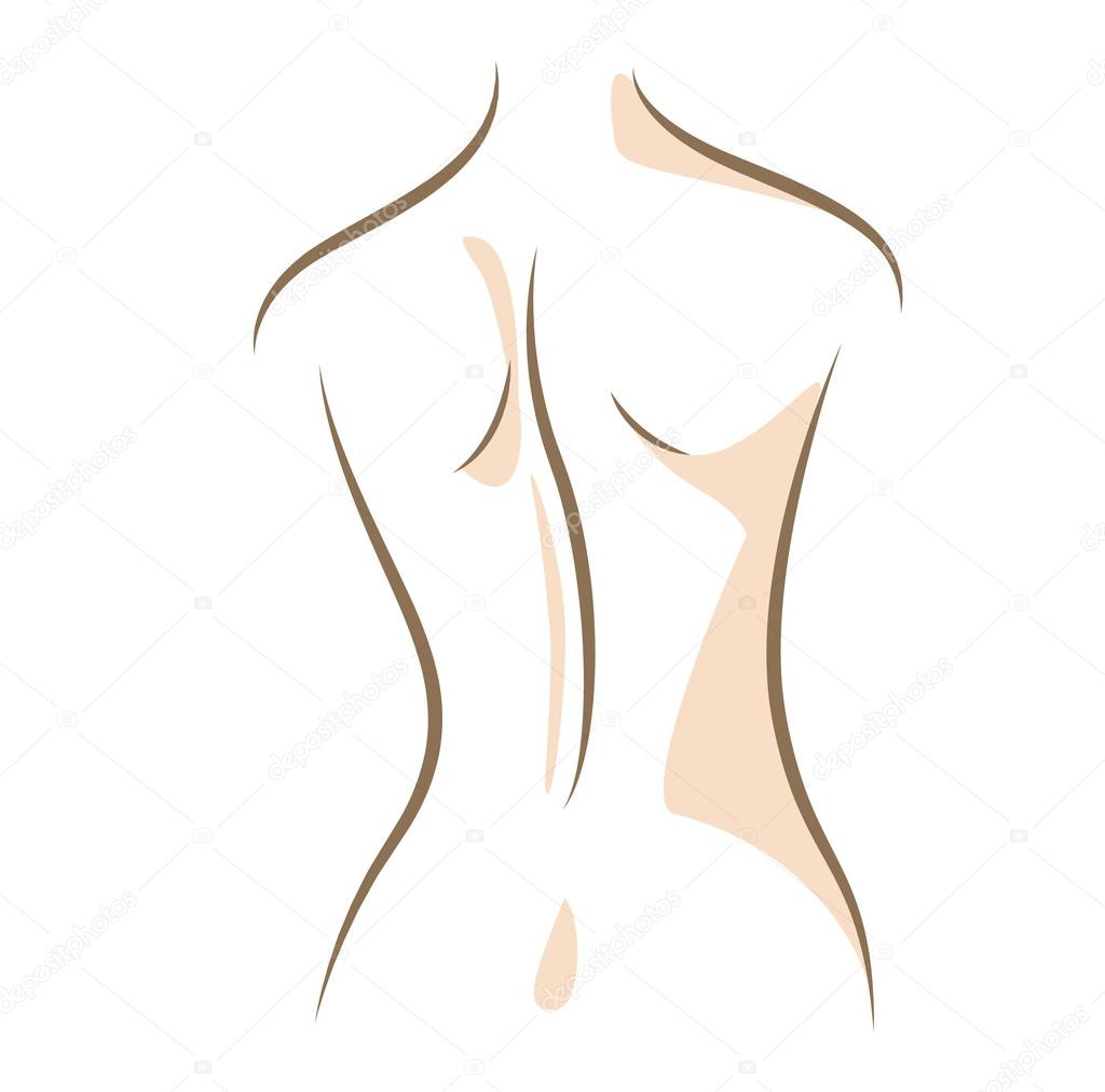 Close up woman back drawn in vector lines Stock Vector by