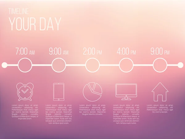 Infografía vectorial de línea de tiempo con iconos — Vector de stock