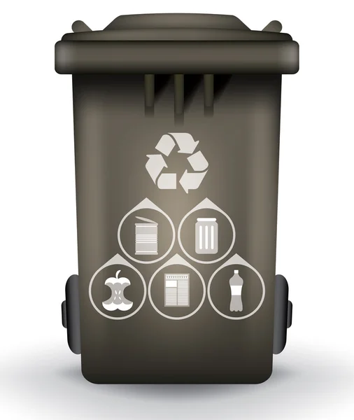 Recycle Prullenbak met vuilnis iconen vectorillustratie — Stockvector