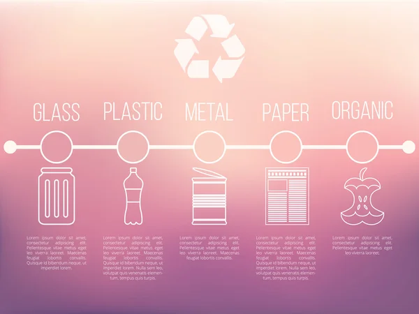 Reciclar infográfico com ícones de lixo conceito de lixo vetorial —  Vetores de Stock