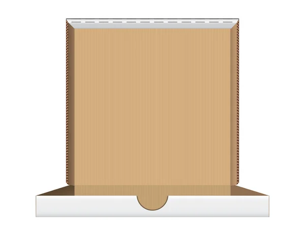 Abrir caja de pizza vista frontal vector ilustración — Vector de stock