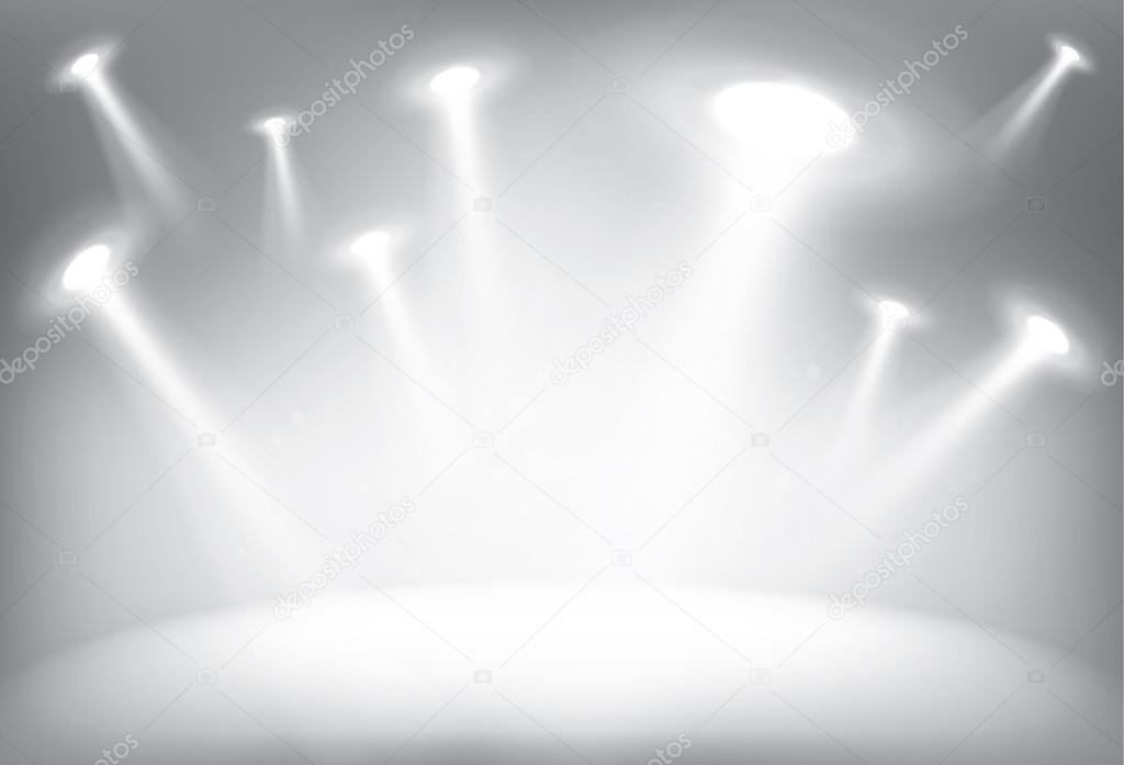 Illuminated stage with scenic lights vector background