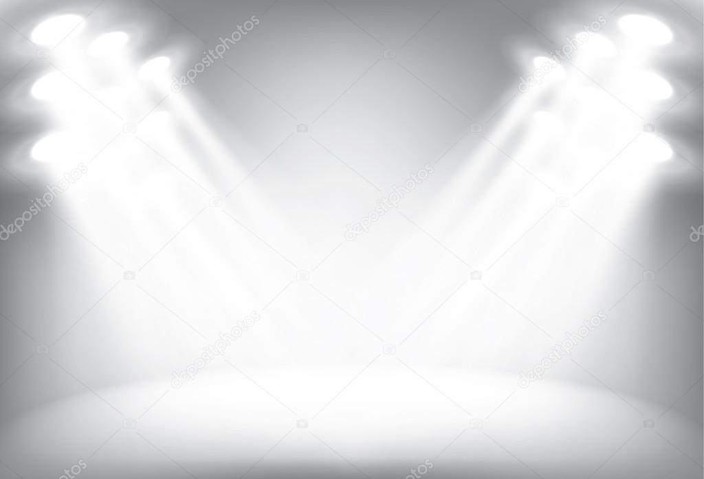 Illuminated stage with scenic lights vector background