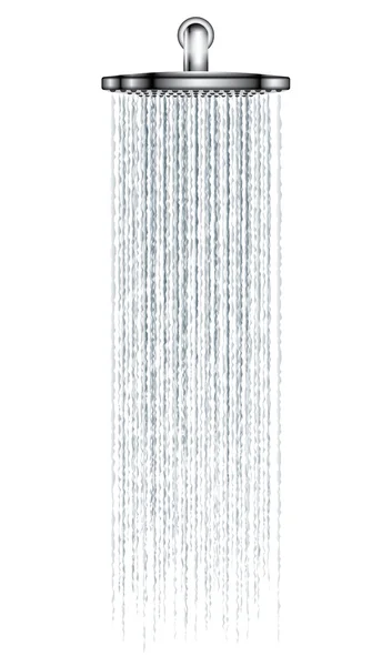 Ducha de lluvia sobre fondo blanco, ilustración vectorial — Vector de stock