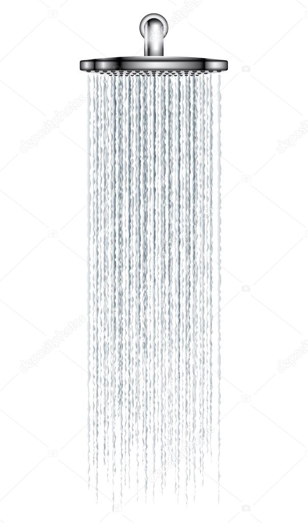 Rain shower on white background, vector illustration