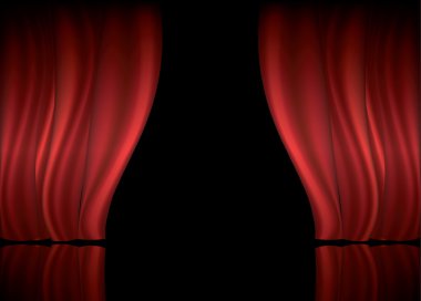Kırmızı perde, vektör çizim ile Tiyatro sahne