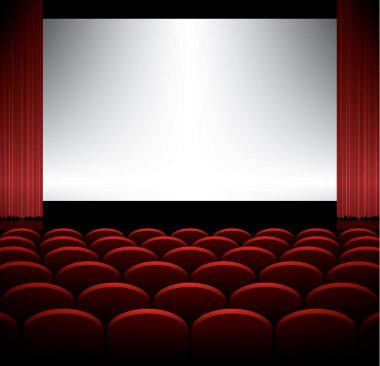 Cinema auditorium with screen vector background clipart