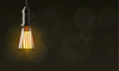 Edison ampul, vektör arka plan kopya alanı ile