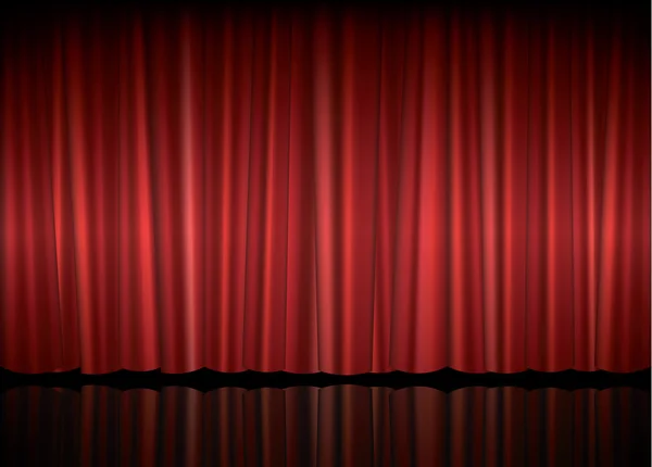 Teatro palcoscenico con tenda rossa vettoriale illustrazione — Vettoriale Stock