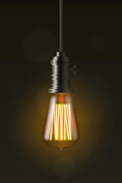 Едісон лампа на темному векторному елементі дизайну — стоковий вектор
