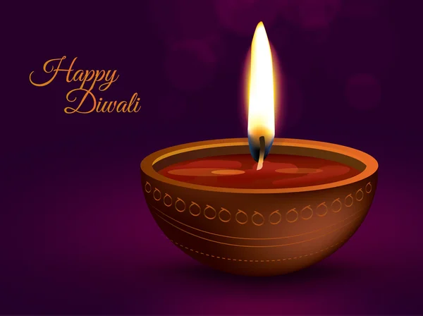 Diwali Holiday vector illustration with burning diya — Stock Vector