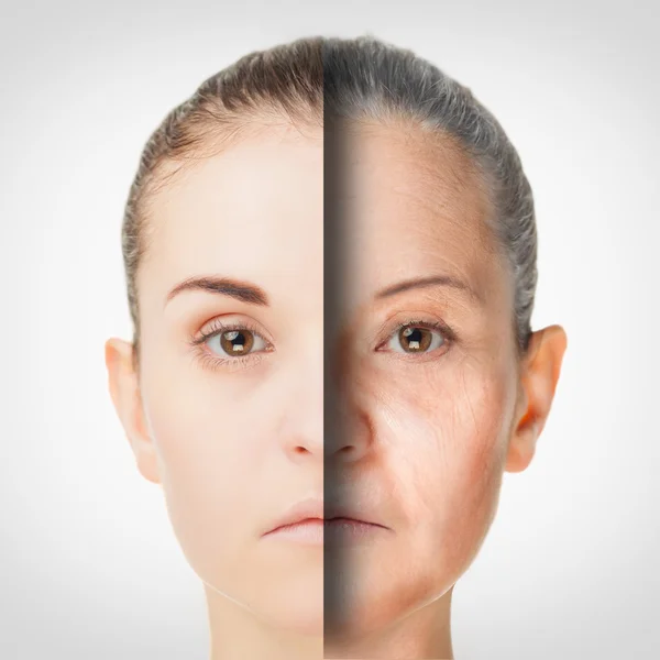 Öregedési folyamat, a fiatalító bőr öregedés elleni eljárásokat — Stock Fotó