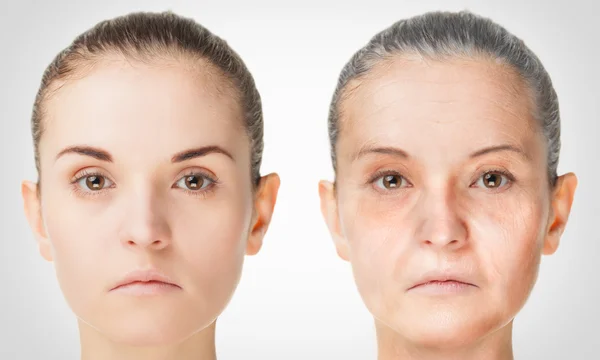 Процесс старения, омоложение омолаживающие процедуры кожи — стоковое фото