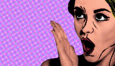 Pop art comic stili kadın, retro poster
