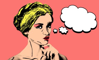 Pop art comic stili kadınla konuşma balonu
