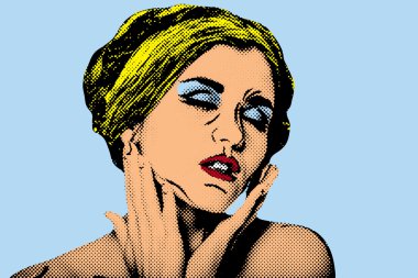 Pop art comic stili kadın, retro poster