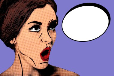 Pop art comic stili kadınla konuşma balonu