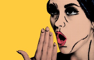 Pop art comic stili kadın, retro poster
