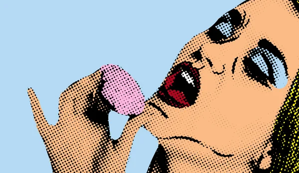 Γυναίκα κόμικ στυλ pop art, retro αφίσα — Φωτογραφία Αρχείου