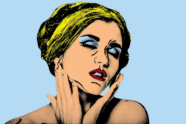 Pop art comic style woman, retro poster — Stock Photo, Image