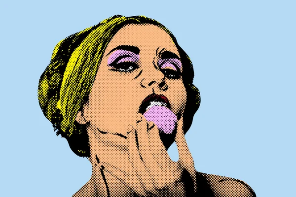 Pop art bande dessinée femme, affiche rétro — Photo