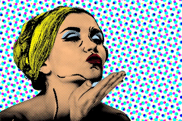 Pop-art žena comic-styl, retro plakátu — Stock fotografie