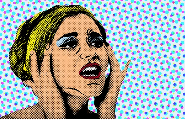 Arte pop cómic estilo mujer, cartel retro — Foto de Stock