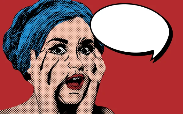 Pop art comic στυλ γυναίκα με το συννεφάκι λόγου — Φωτογραφία Αρχείου
