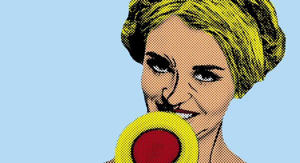 Γυναίκα κόμικ στυλ pop art, retro αφίσα — Φωτογραφία Αρχείου