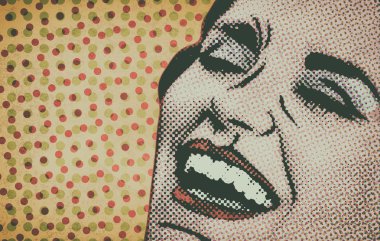 Pop art comic stili kadın, retro poster