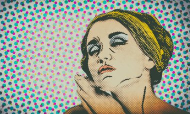 Pop art comic stili kadın, retro poster