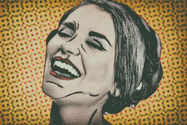 波普艺术喜剧风格的女人，复古海报 — 图库照片