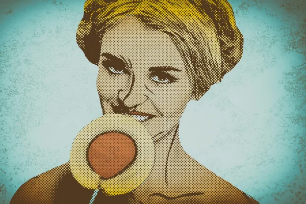 Pop arte mulher estilo cômico, cartaz retro — Fotografia de Stock