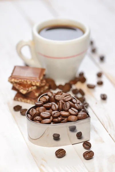 Herzkaffee-Bohnen — Stockfoto