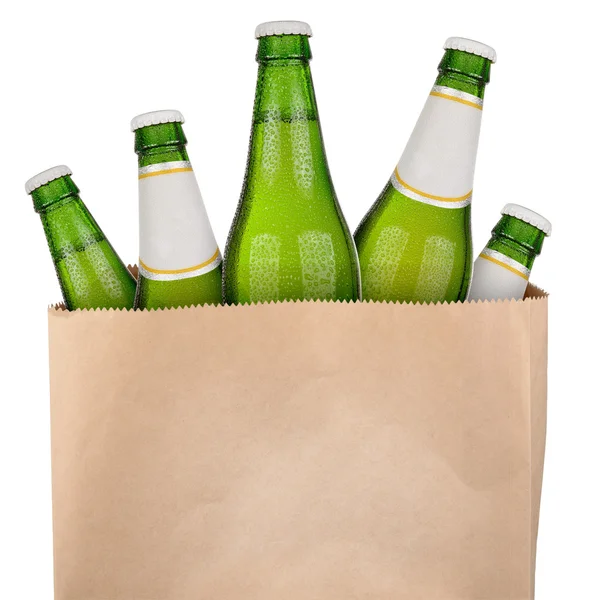 Bolsa con cerveza verde — Foto de Stock