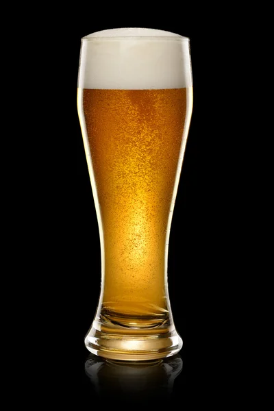 Glass of beer on black — Stock Photo, Image