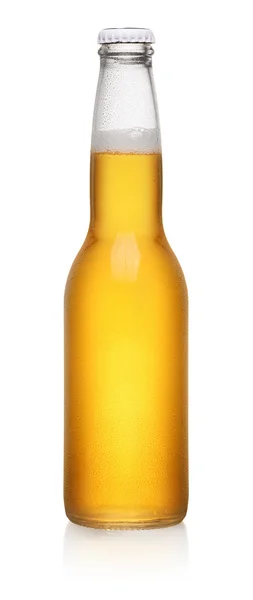 Gele fles bier — Stockfoto