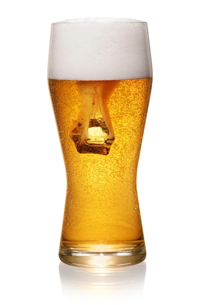 Glass of beer on white — Stock fotografie