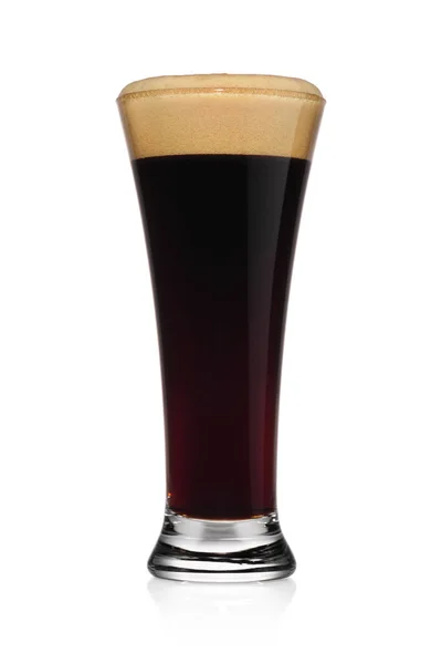 Pint Glas Stout Mörk Isolerad Vit Bakgrund — Stockfoto