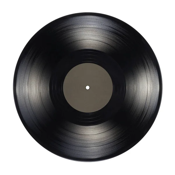 Inch Vinyl Plaat Met Blanco Zwart Label Geïsoleerd Witte Achtergrond — Stockfoto